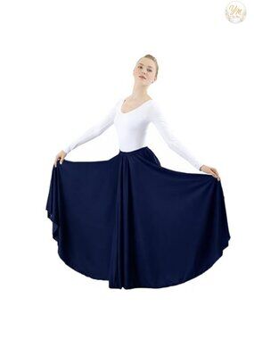 Danzcue Long Full Circle Dance Skirt Elastic Waist Unhemmed